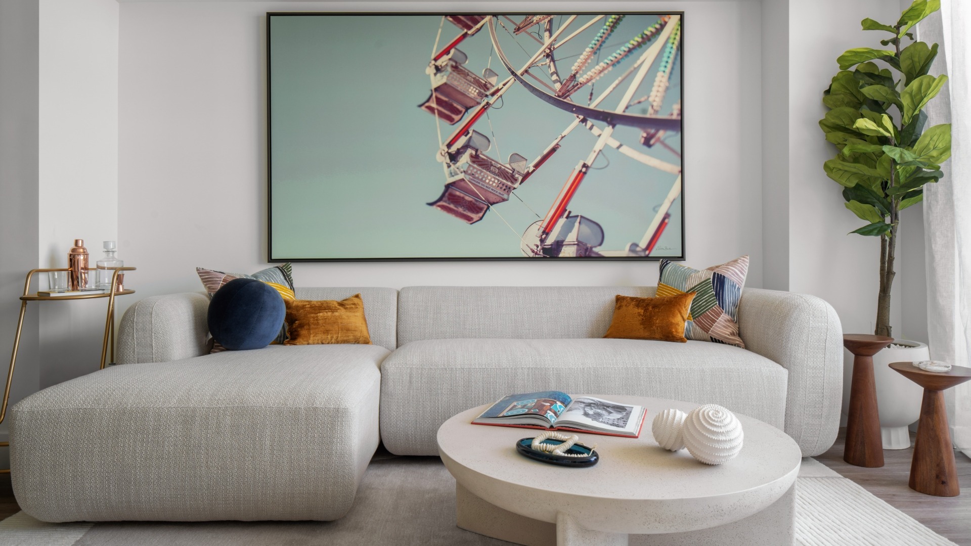 Living room in one of Amara Wynwood's luxury apartments in Miami, FL